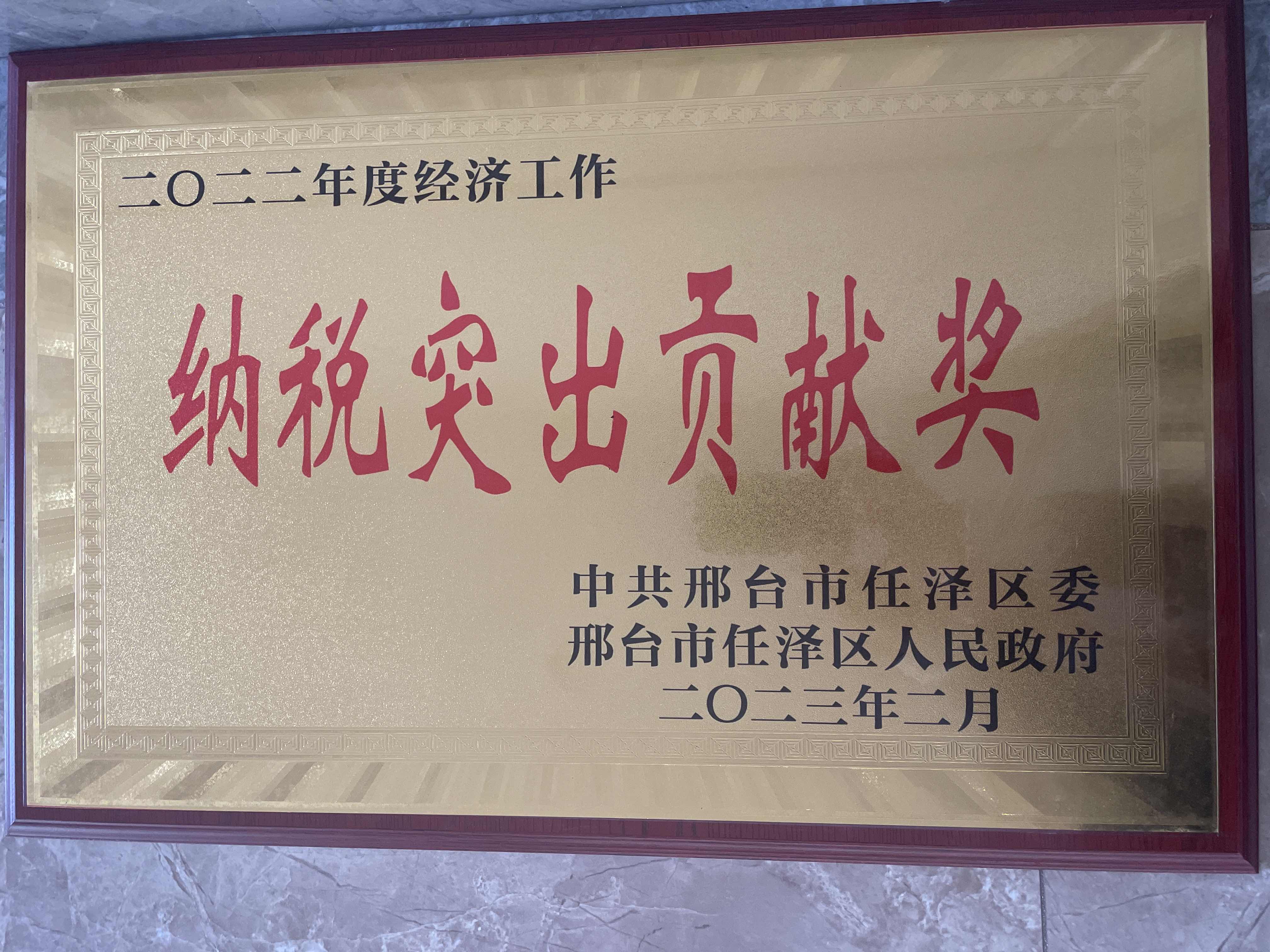 邢台意景兴业房地产开发有限公司荣获“纳税突出贡献奖”