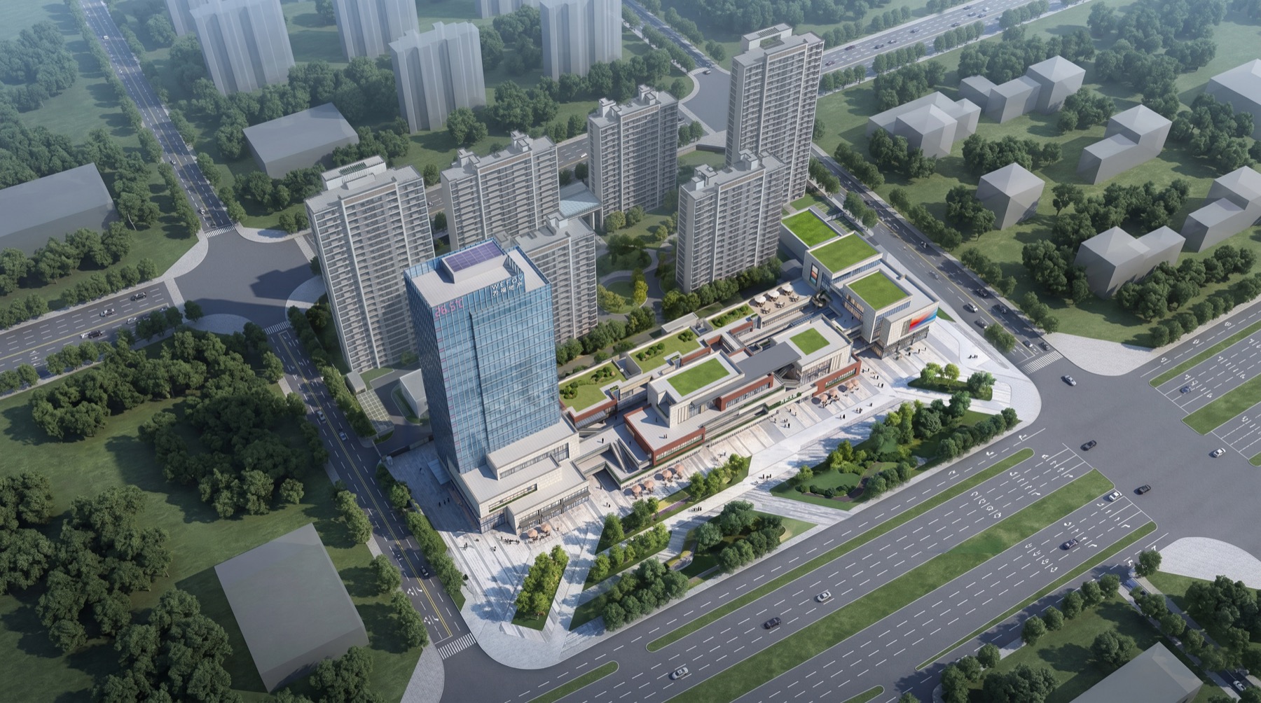 为福·万和中心项目鸟瞰效果图