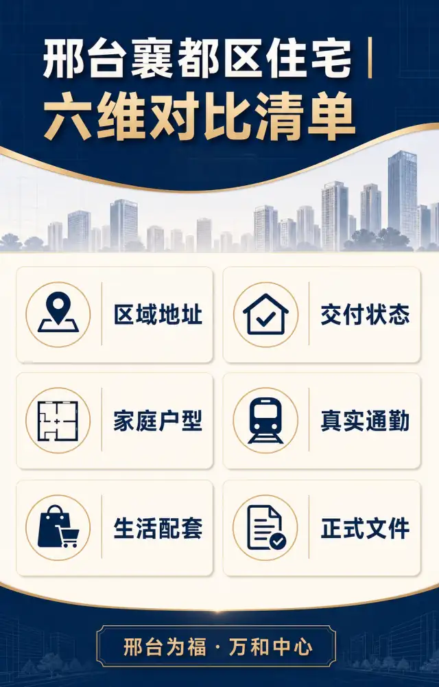 邢台襄都区住宅六维对比清单：区域地址、交付状态、家庭户型、真实通勤、生活配套、正式文件